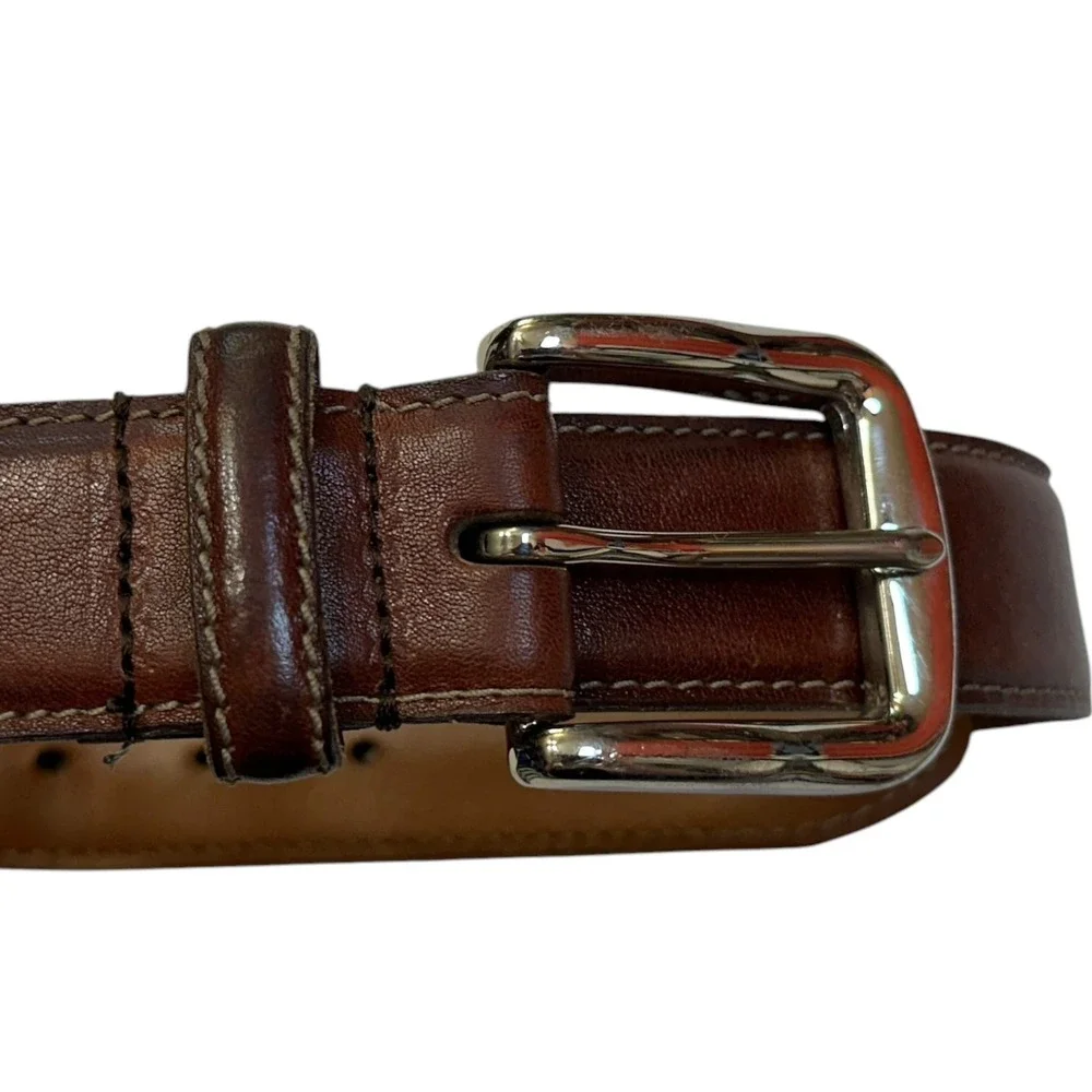 Bosca Mens Size 34 Belt Brown Leather Belt Silver Buckle Canada Old Money Office